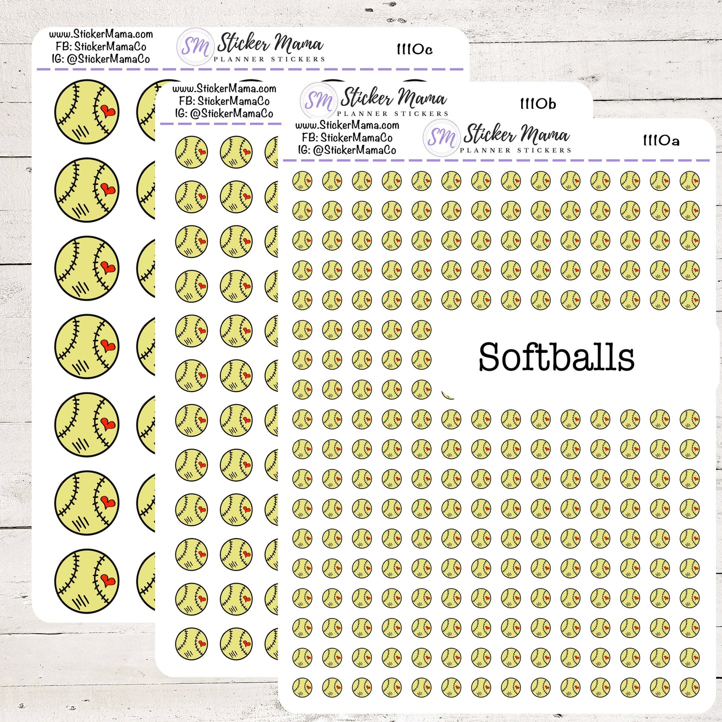 SS-1110 - DOODLE SOFTBALL Planner Stickers  - Softball Stickers - Softball Games - Softball Practice