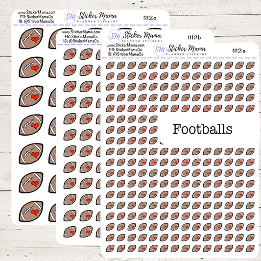 SS-1112 - DOODLE FOOTBALL Planner Stickers  - Football Stickers - Football Games - Football Practice