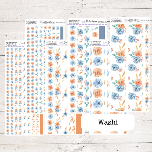 W-3065 - WASHI STICKERS - Navy and Orange - Planner Stickers - Washi for Planners