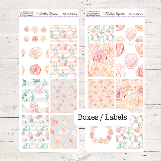 FB-3070 - FULL BOX Stickers - Romantic Flowers - Planner Stickers - Full Box for Planners