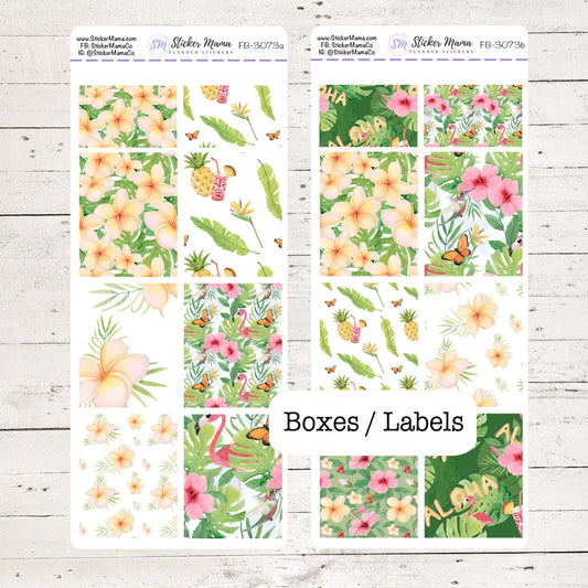 FB-3073 - FULL BOX Stickers - Tropical Summer - Planner Stickers - Full Box for Planners