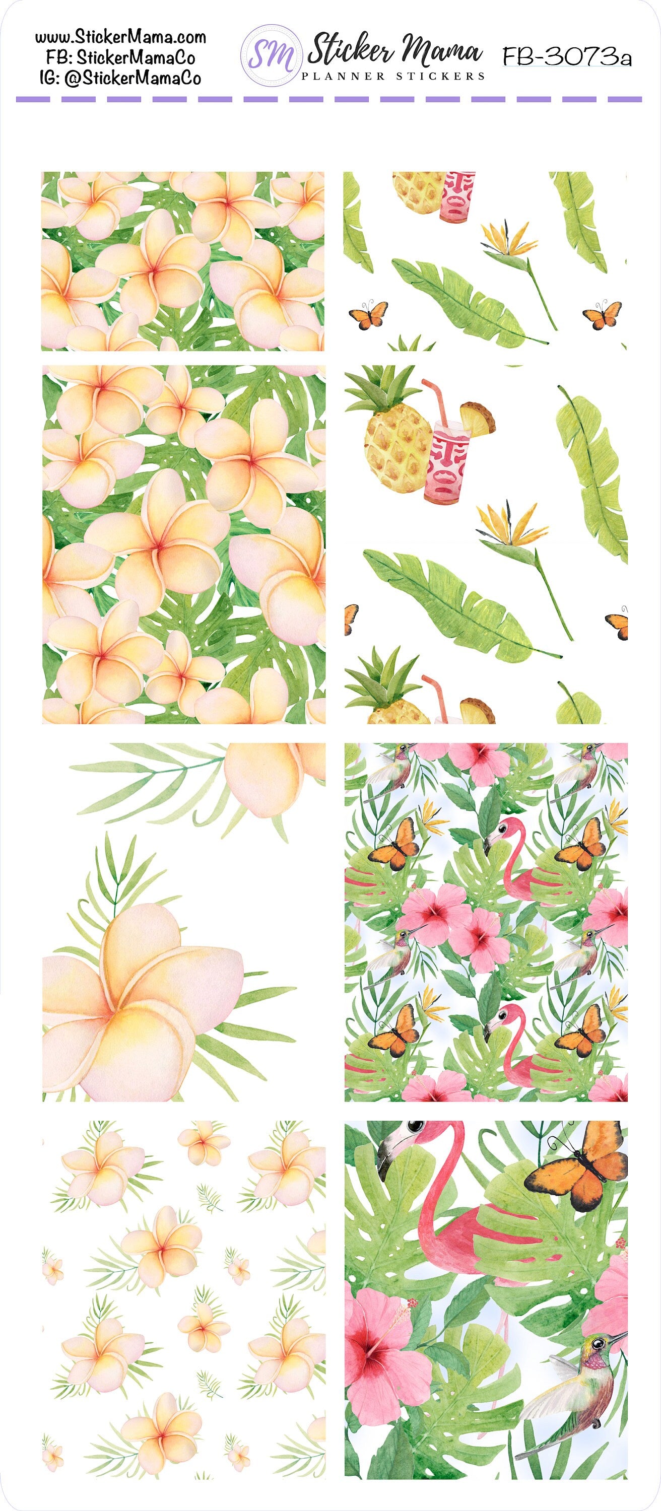 FB-3073 - FULL BOX Stickers - Tropical Summer - Planner Stickers - Full Box for Planners