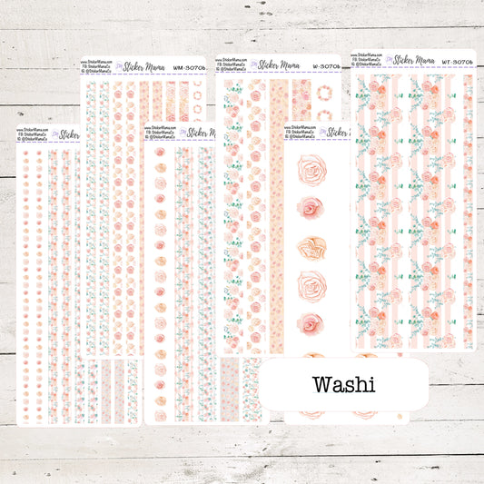 W-3070 - WASHI STICKERS - Romantic Flowers - Planner Stickers - Washi for Planners