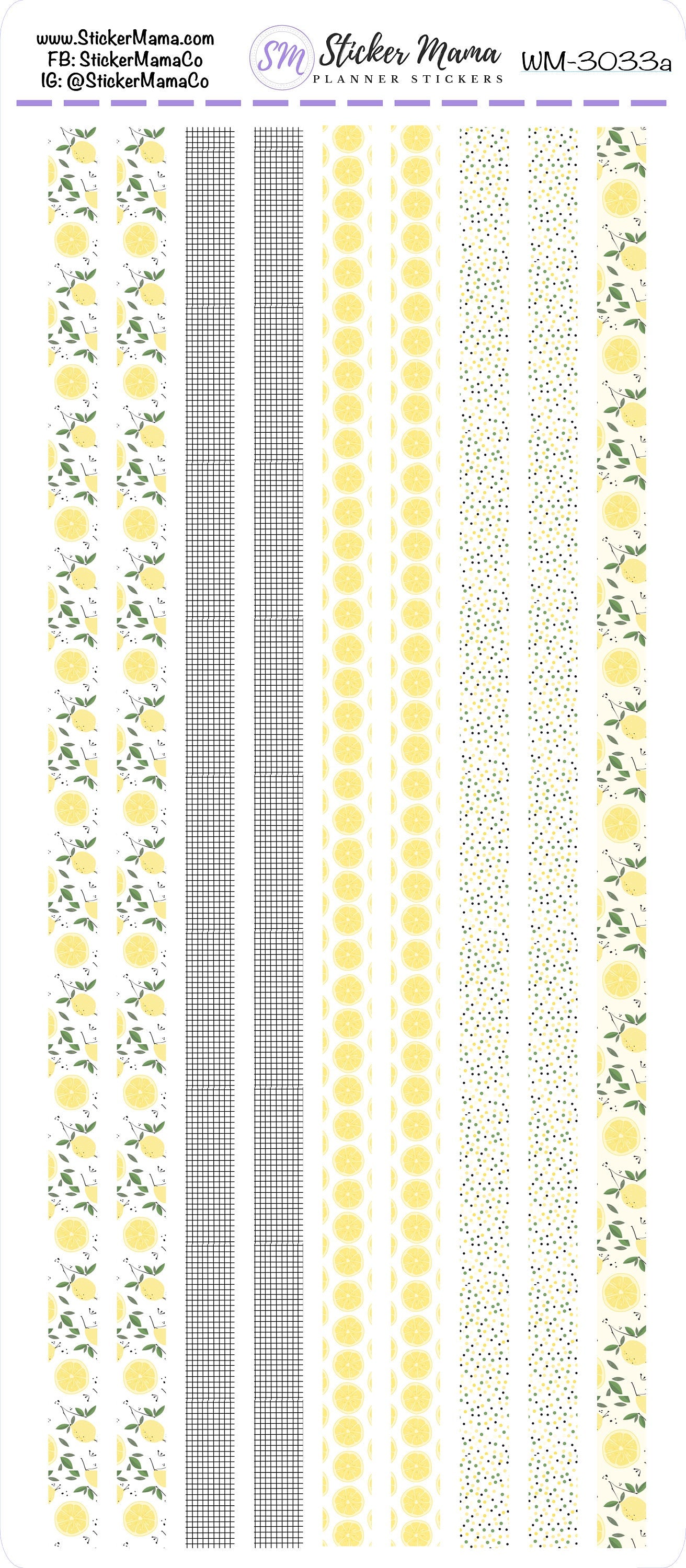 W-3033 - WASHI STICKERS - Lemons - Planner Stickers - Washi for Planners