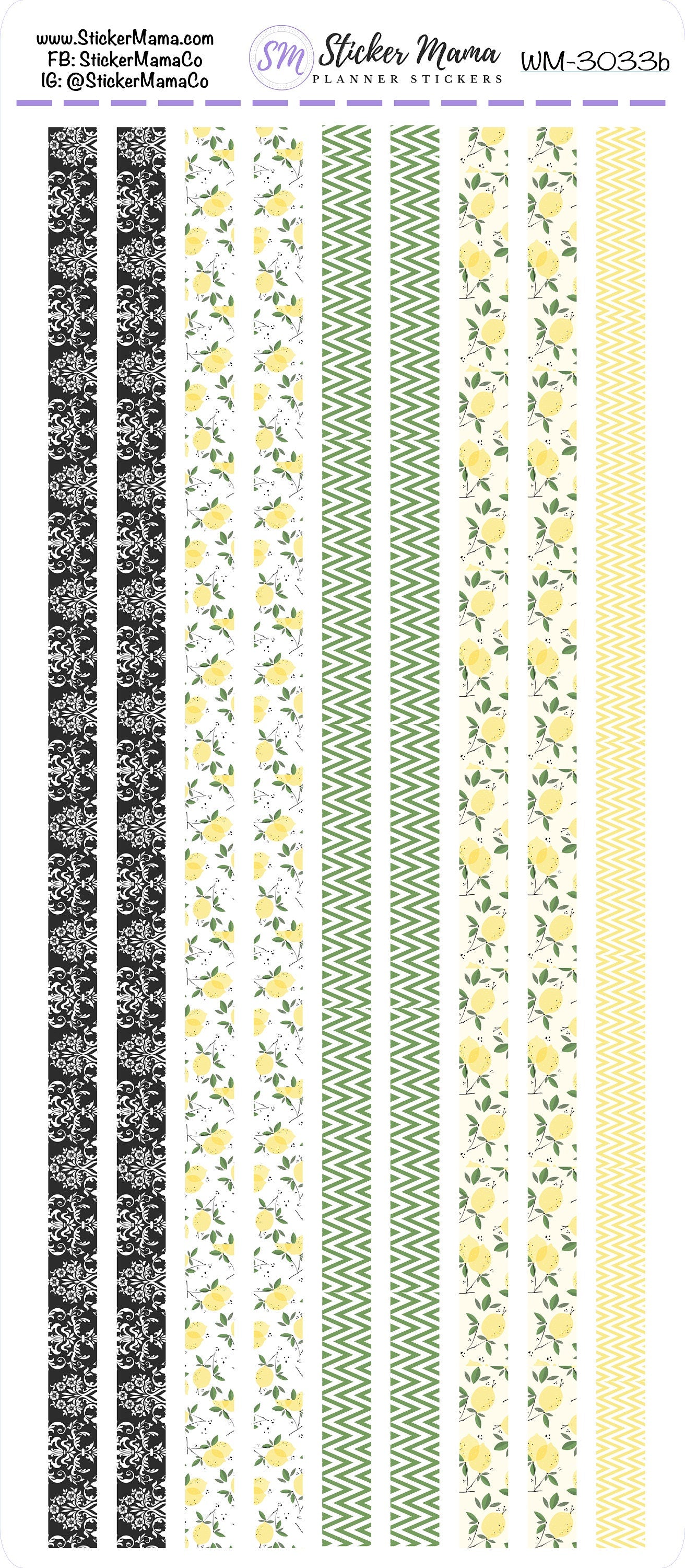 W-3033 - WASHI STICKERS - Lemons - Planner Stickers - Washi for Planners