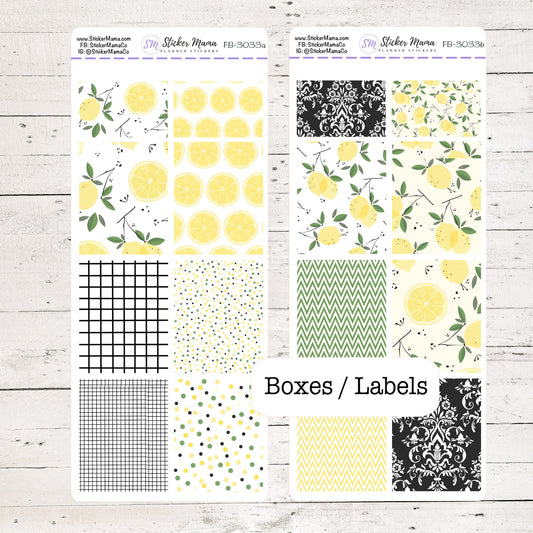 FB-3033 - FULL BOX Stickers - Lemons - Planner Stickers - Full Box for Planners