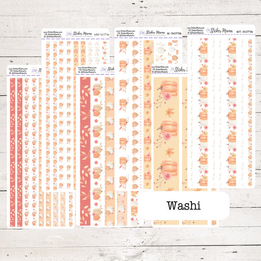 W-3079- WASHI STICKERS - PUMPKINS October Stickers - Planner Stickers - Washi for Planners