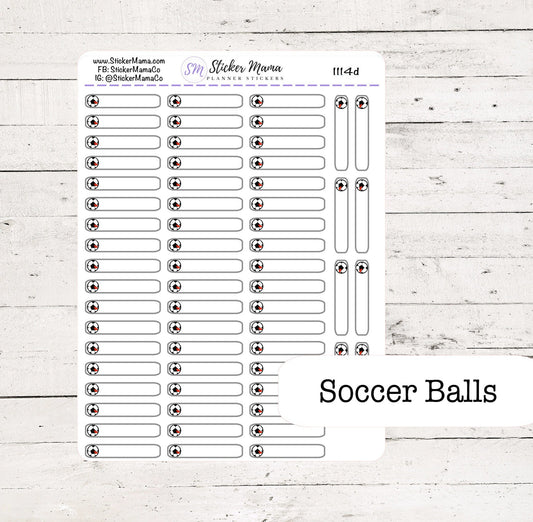 SS-1114d - DOODLE SOCCER Balls Planner Label Stickers  - Soccer Stickers - Soccer Games - Soccer Practice