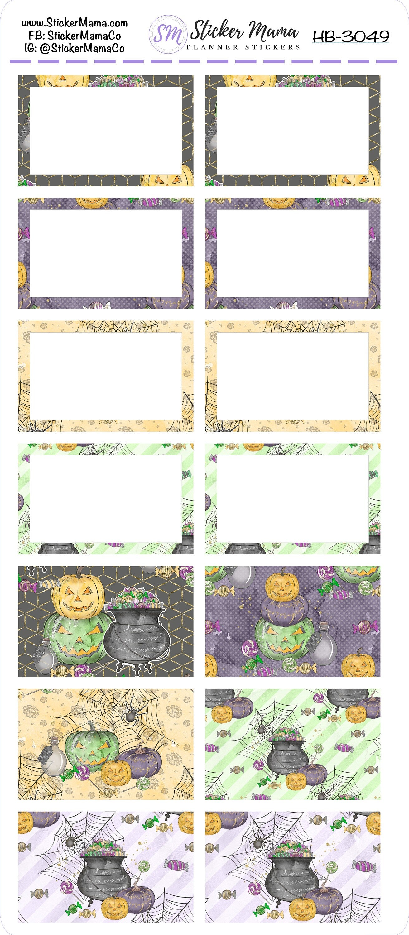 BL-3049 - HB-3049 BASIC Label Stickers - Halloween - Half Boxes - Planner Stickers - Full Box for Planners