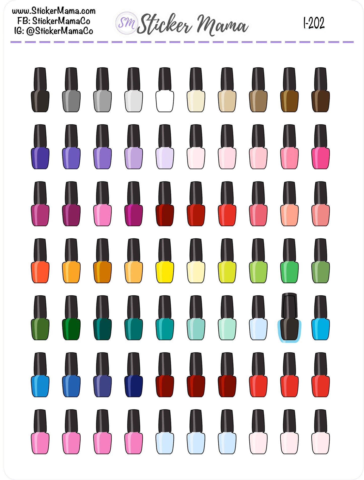 NAIL POLISH PLANNER Stickers I-202 - Nail Polish Stickers - Polish  - Stickers for Nails