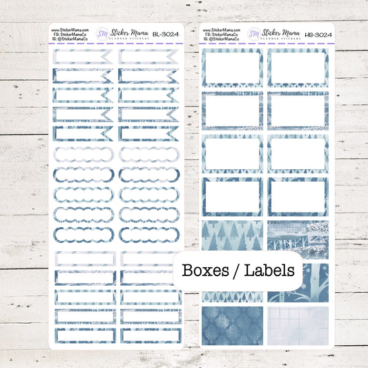 BL-3024 - HB-3024 BASIC Label Stickers - Winter Blessing - Half Boxes - Planner Stickers - Full Box for Planners