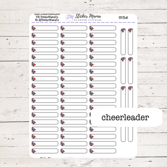 SS-1115d - DOODLE CHEERLEADER Planner Label Stickers  - Cheer Stickers - Megaphone Games - Cheerleaderl Practice