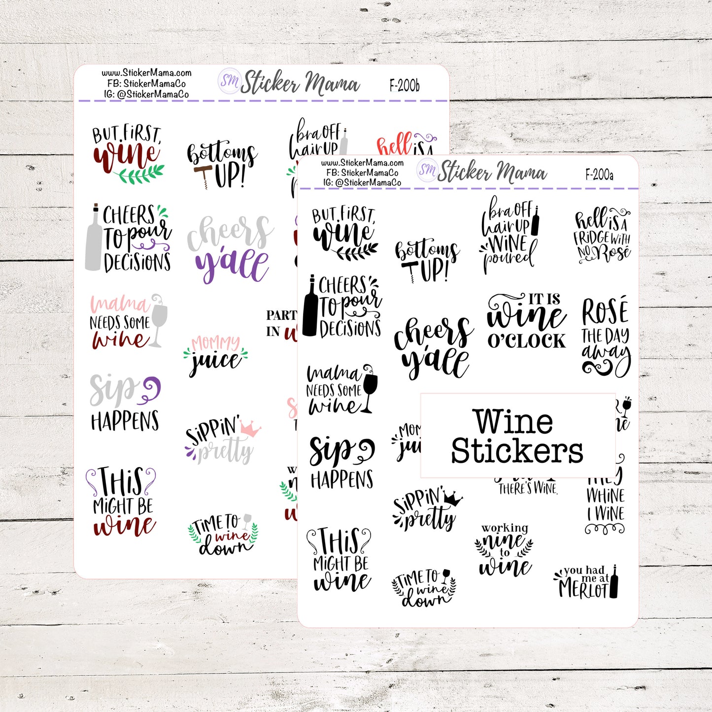 F-200 - WINE PLANNER STICKERS - Wine Lover Stickers - Planner Sticker Deco - Stickers for Planners