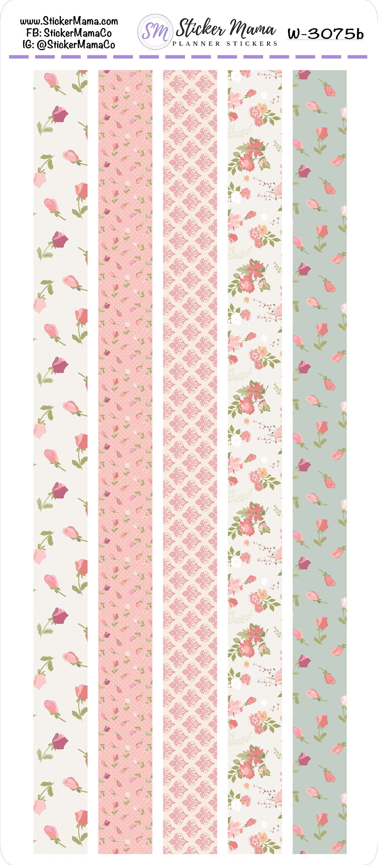 W-3075 - WASHI STICKERS - May Shabby Chic - Planner Stickers - Washi for Planners