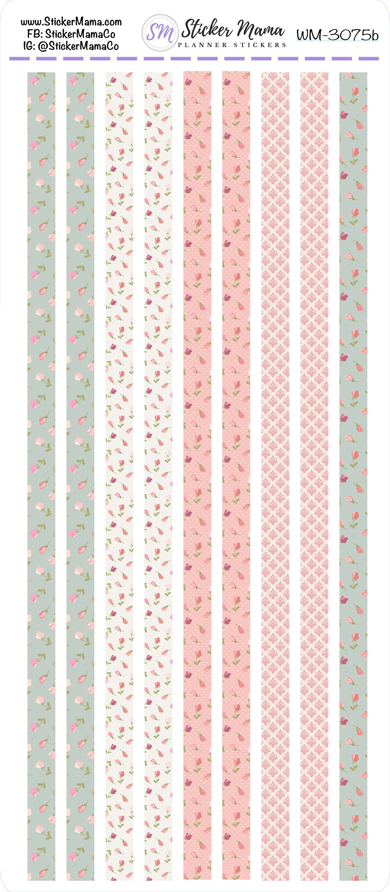 W-3075 - WASHI STICKERS - May Shabby Chic - Planner Stickers - Washi for Planners