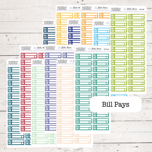 M-101 - BILL PAY STICKERS - Planner Stickers - Bill Pay for Planners