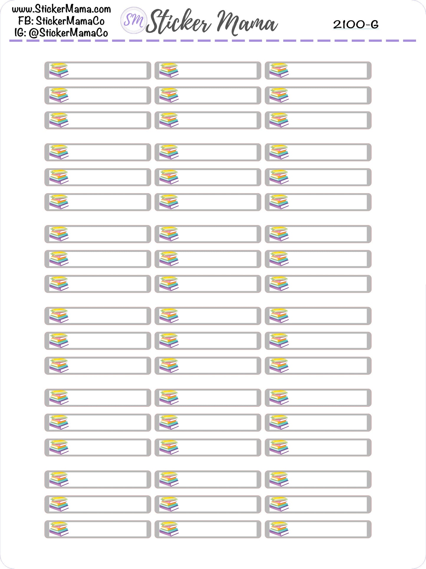 I-2100 - STACK OF BOOKS Planner Basic Label Stickers  - Study Stickers - School Stickers - Book Stickers