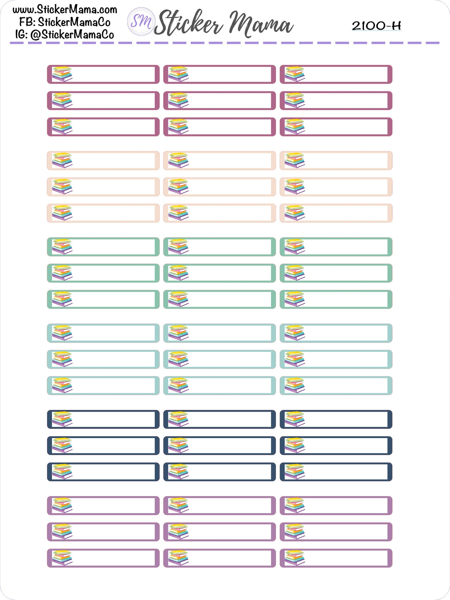 I-2100 - STACK OF BOOKS Planner Basic Label Stickers  - Study Stickers - School Stickers - Book Stickers