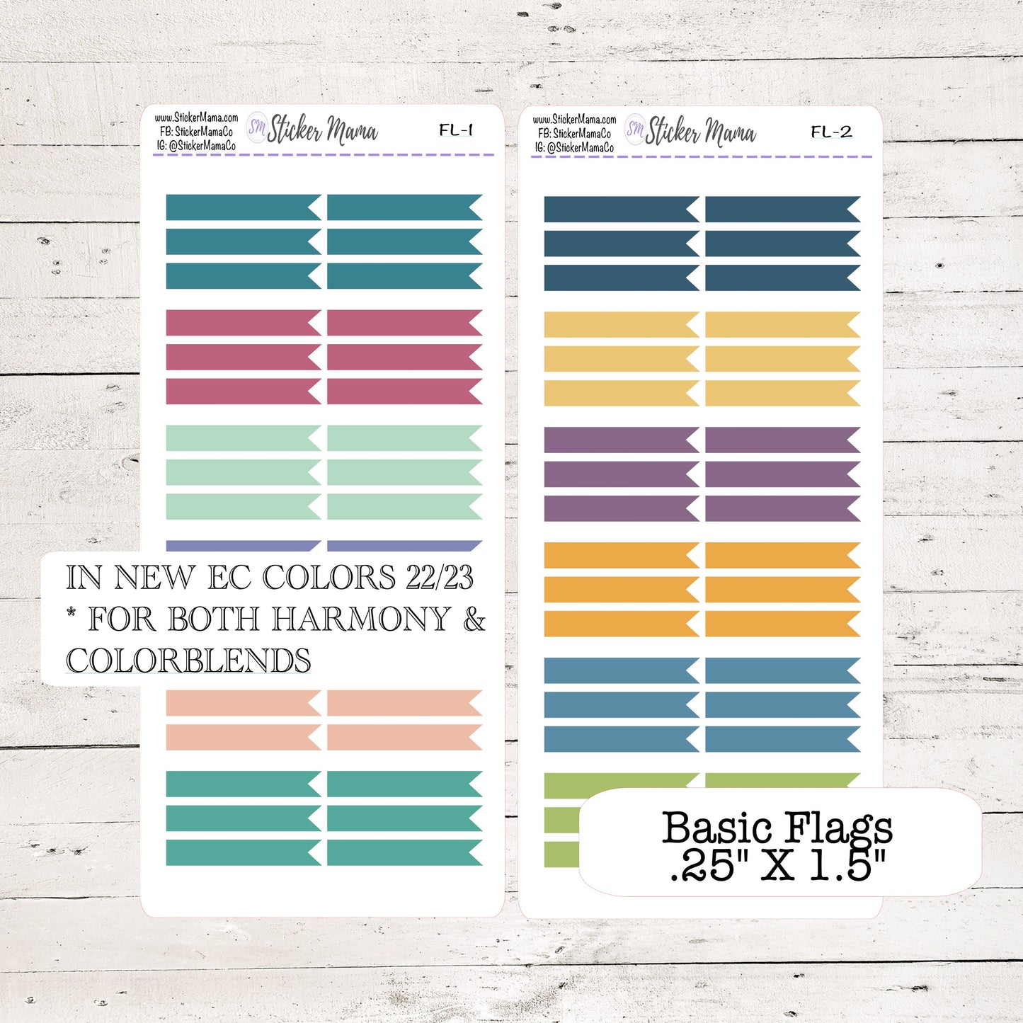 NEW ERIN CONDREN Colors Updated - Flags - In Bloom, Harmony, Harmony Neutral, Colorblends - Flag Stickers - Planner Stickers