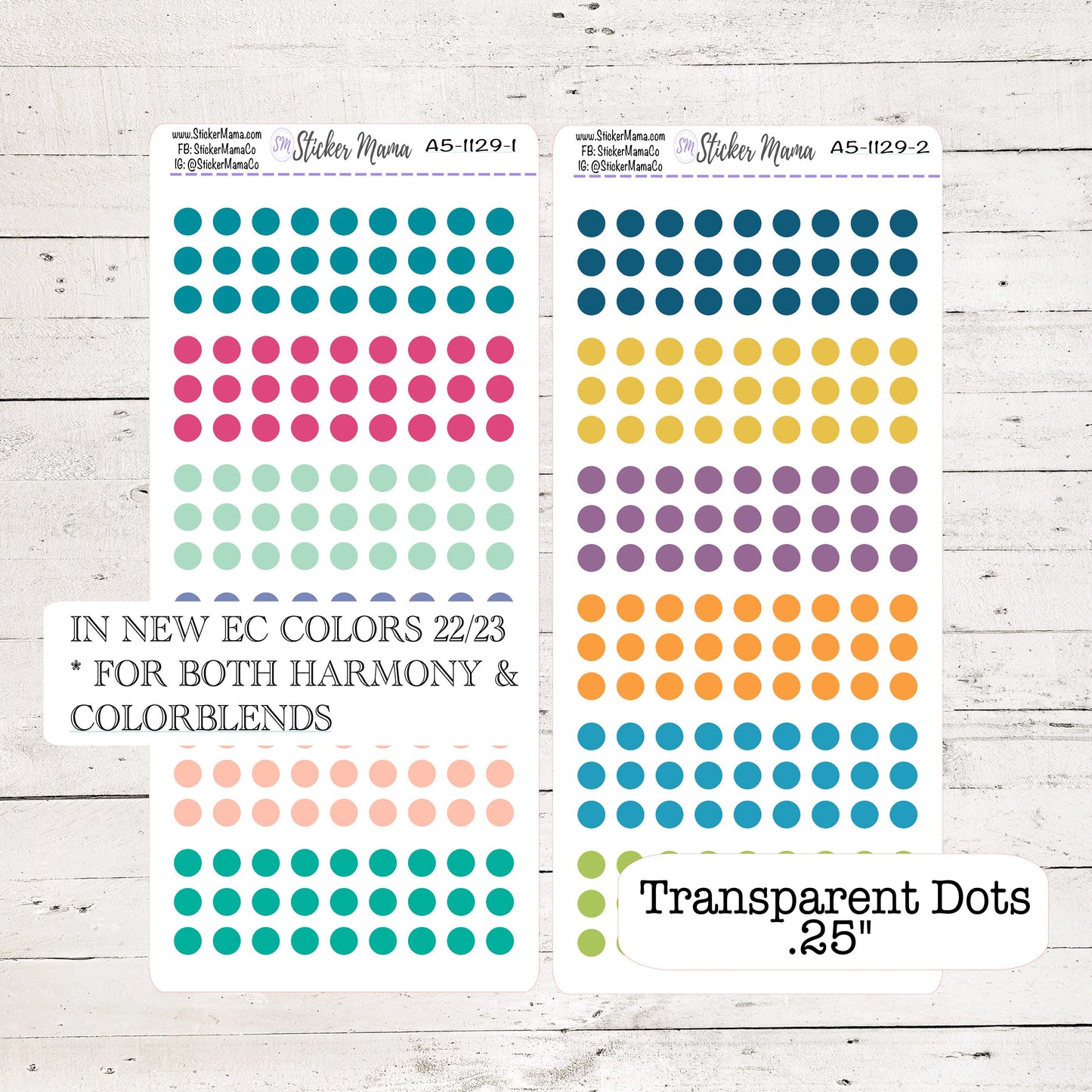 A5-1129 In Bloom, Harmony, Harmony Neutral, Colorblends - A5 Transparent Dots - Clear Round Stickers