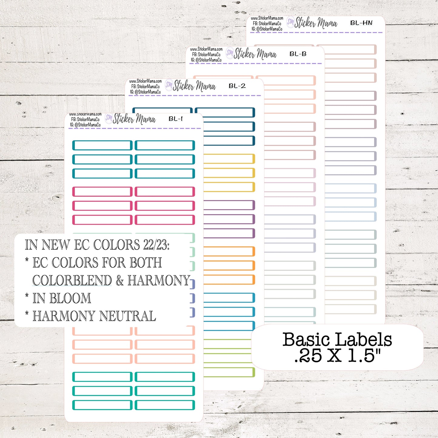 NEW ERIN CONDREN Colors - Update Basic Labels -  In Bloom, Harmony, Harmony Neutral, Colorblends - Basic Labels - Planner Stickers