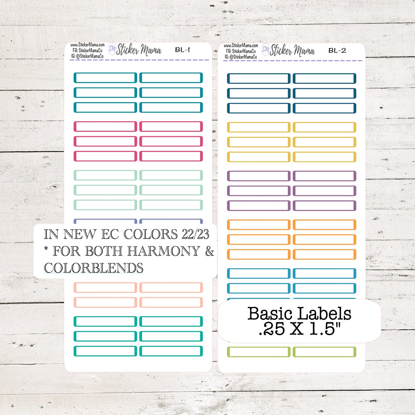 NEW ERIN CONDREN Colors - Update Basic Labels -  In Bloom, Harmony, Harmony Neutral, Colorblends - Basic Labels - Planner Stickers