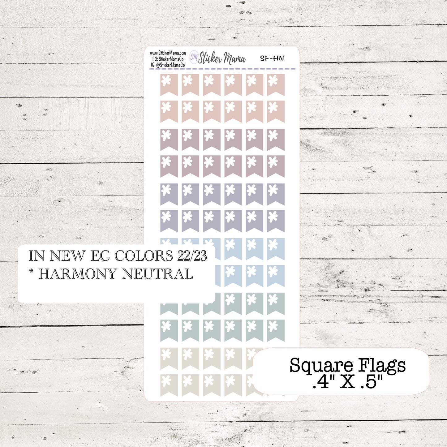 NEW ERIN CONDREN Colors - Updated Square Flags - In Bloom, Harmony, Harmony Neutral, Colorblends - Square Flags - Planner Stickers