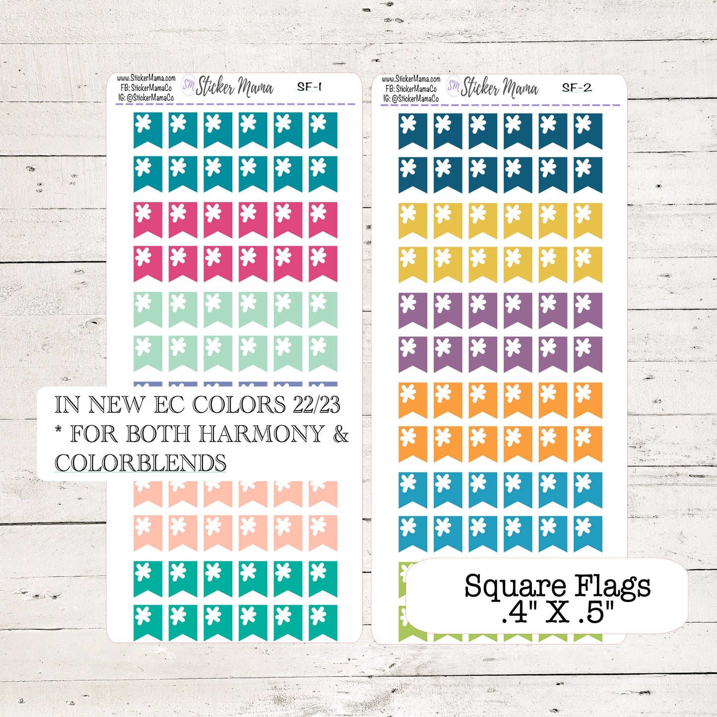 NEW ERIN CONDREN Colors - Updated Square Flags - In Bloom, Harmony, Harmony Neutral, Colorblends - Square Flags - Planner Stickers