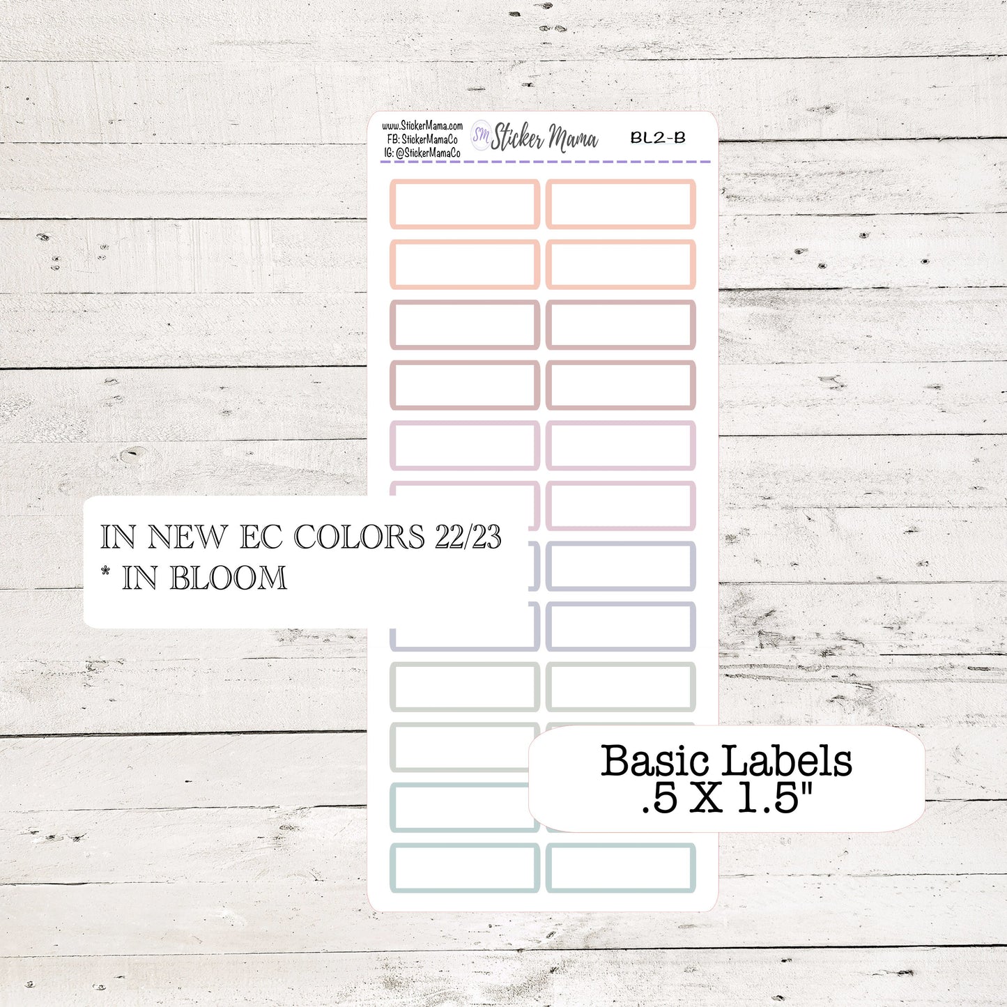 NEW ERIN CONDREN Colors - Updated Basic Labels Half Boxes - Bloom, Harmony, Harmony Neutral, Colorblends - Basic Labels - Planner Stickers