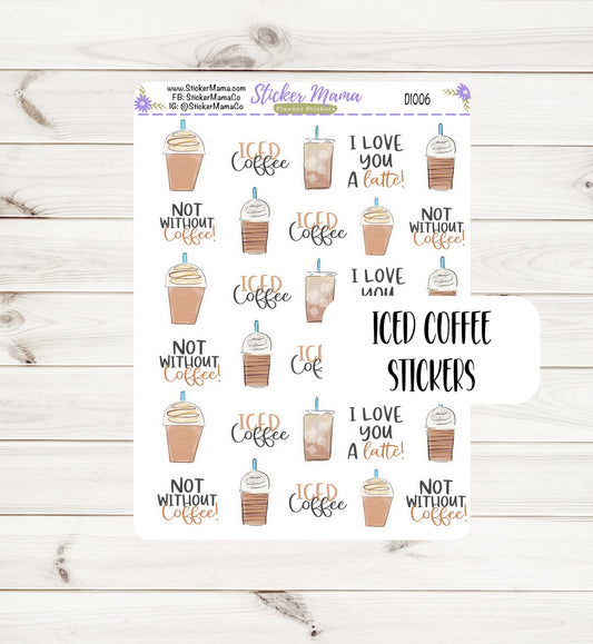 D1006 || ICED COFFEE PLANNER Stickers - Coffee Stickers - Coffee Lover - Stickers for Coffee Lovers