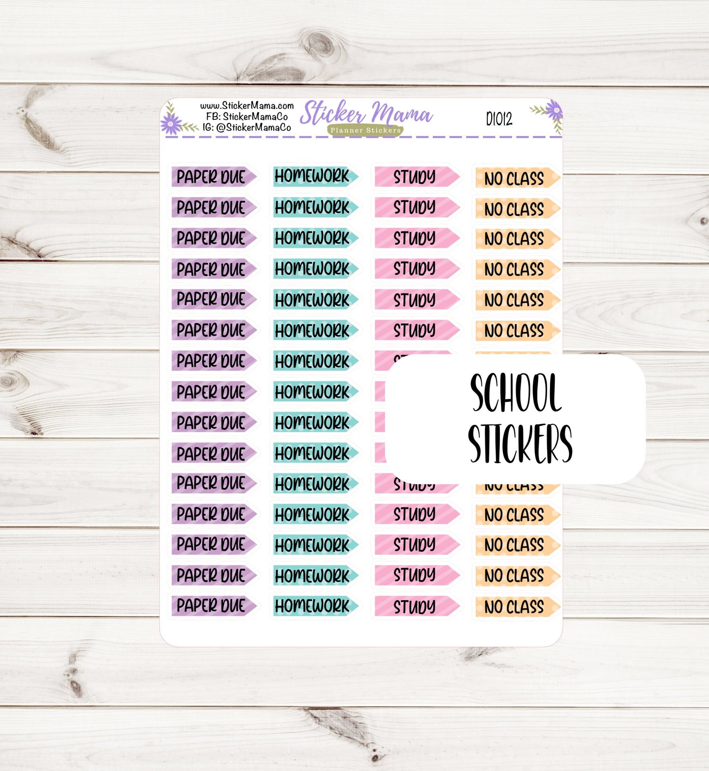 D1012 - SCHOOL PLANNER STICKERS - Planner Stickers - Stickers for Planners