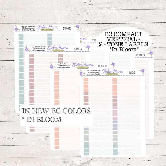 CV-101 TWO TONED Labels - In Bloom Erin Condren Compact Vertical - Bloom, Harmony, Harmony Neutral, Colorblends - Basic Labels - Planner