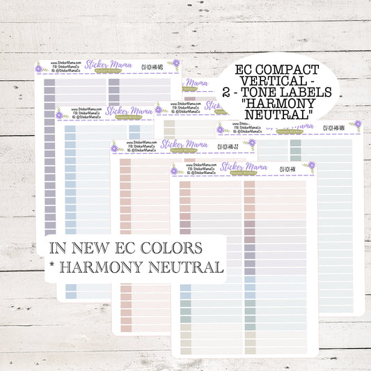 CV-101 TWO TONED Labels - Harmony Neutral Erin Condren Compact Vertical - Harmony, Harmony Neutral, Colorblends - Basic Labels - Planner