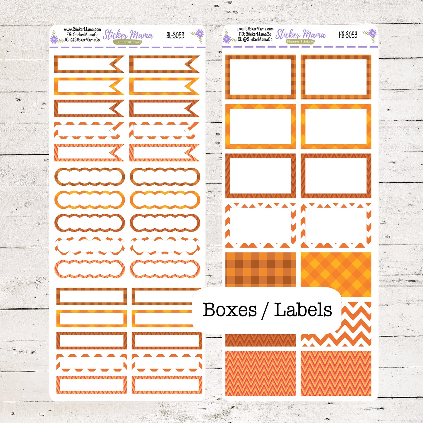 BL-3053 - HB-3053 BASIC Label Stickers - Thanksgiving November - Half Boxes - Planner Stickers - Full Box for Planners