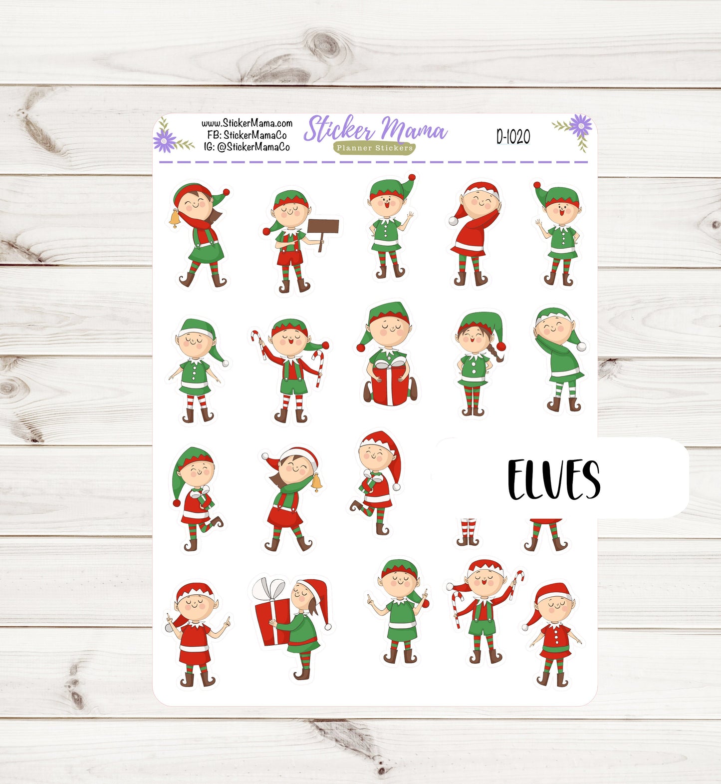 D1020 || ELVES PLANNER STICKERS || Winter Stickers || Planner Stickers for Winter