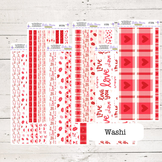 W-3096- Hearts 'n Kisses Washi Stickers || Planner Stickers || Washi for Planners