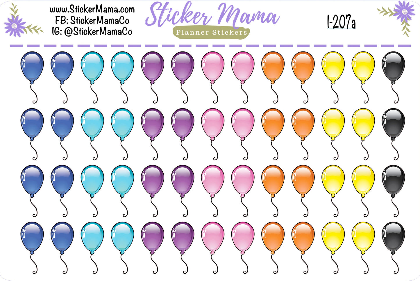 BALLOON PLANNER Stickers I-207 || Balloon Stickers || Stickers for Parties