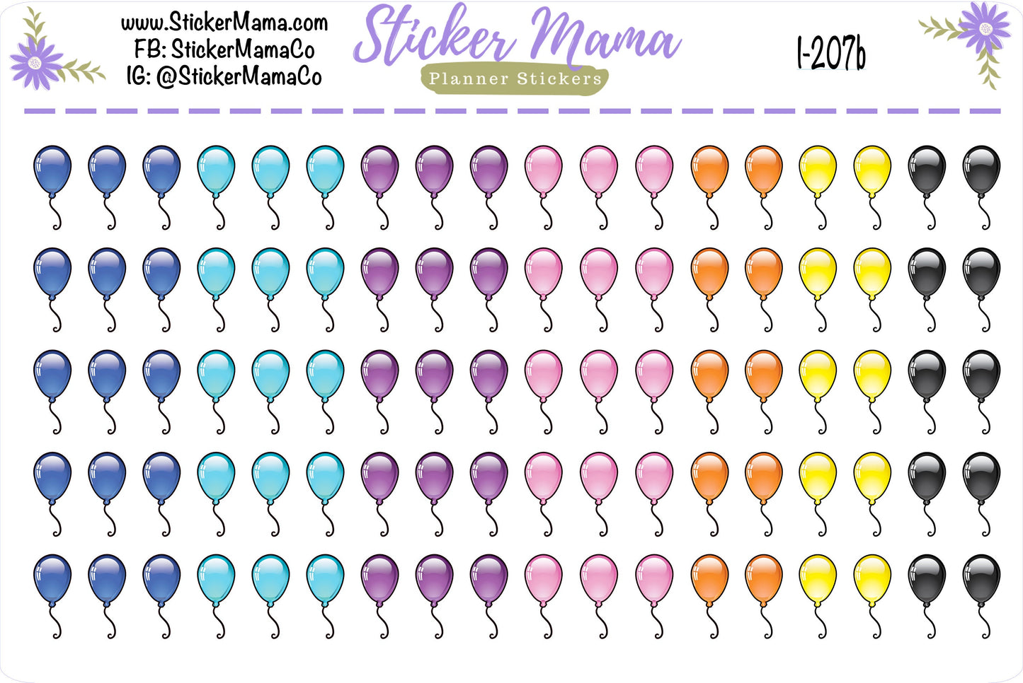 BALLOON PLANNER Stickers I-207 || Balloon Stickers || Stickers for Parties