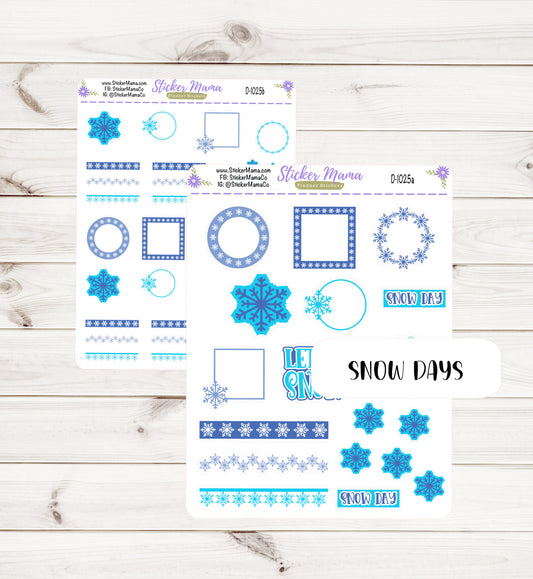 D1025 || SNOW DAY PLANNER Stickers || Winter Stickers || Planner Stickers for Winter