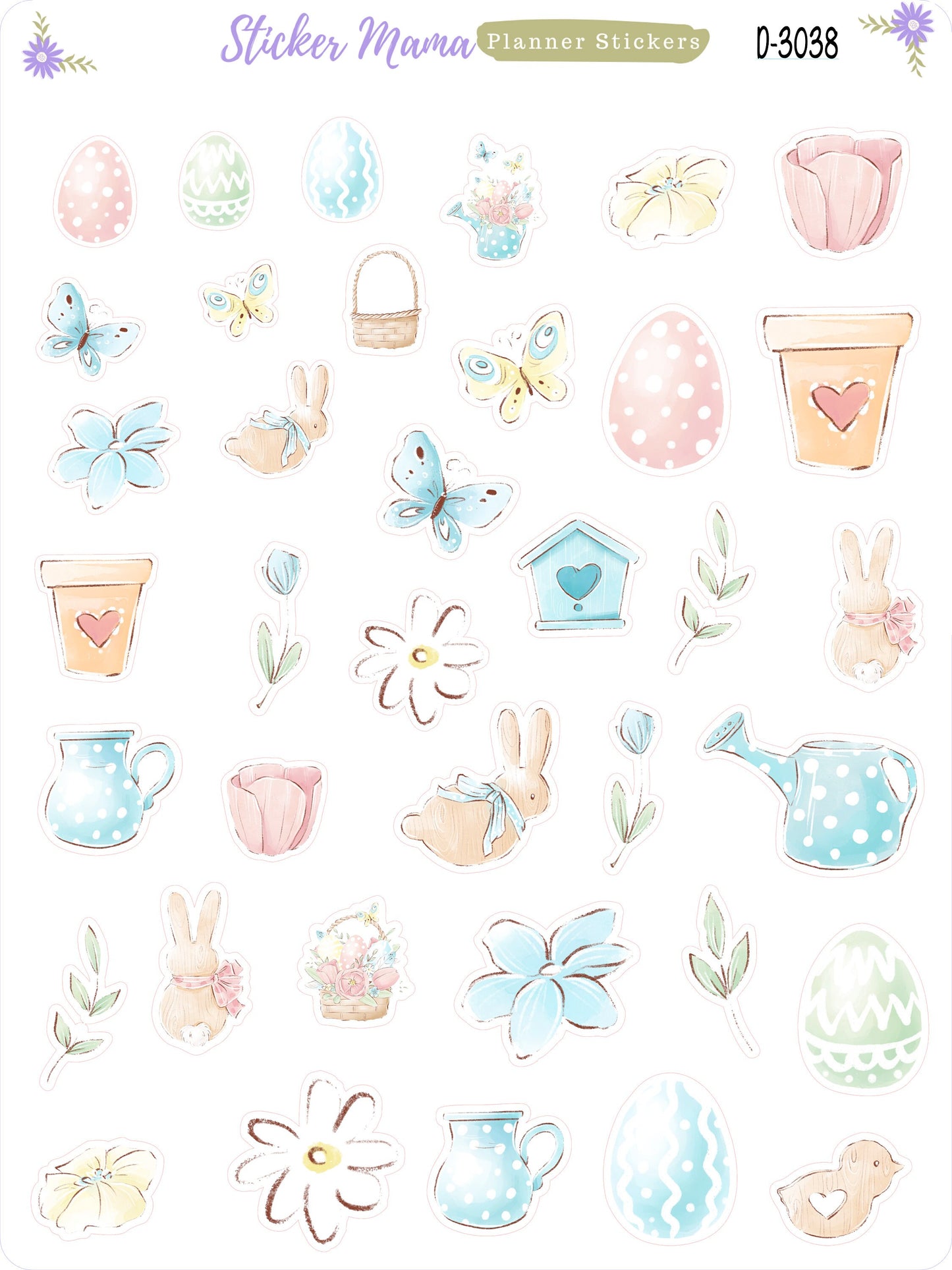 D-3038 "Easter Spring Time"  || Easter PLANNER STICKERS || Spring Stickers || Planner Stickers for Winter || Easter Planner Stickers