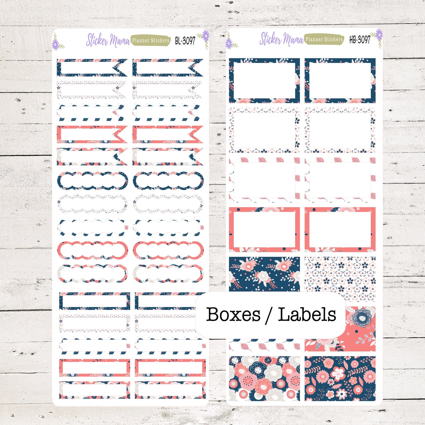 BL-3097 - HB-3097 - FRESH Happines - Basic Label Stickers -  - Half Boxes - Planner Stickers - Full Box for Planners