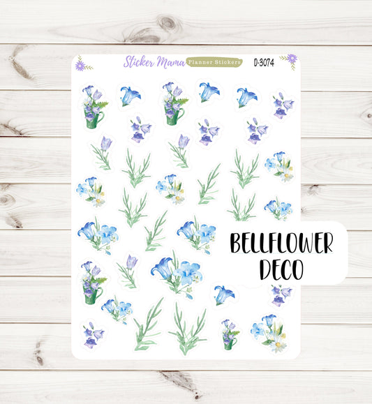 D-3074 "BELLFLOWER"  || Deco PLANNER STICKERS || Spring Stickers || Planner Stickers for Winter || Easter Planner Stickers