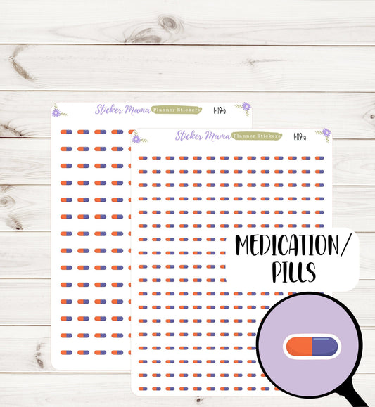 I-119 MEDICATION PLANNER Stickers || Medication Stickers || Pill Stickers || Health Care Stickers