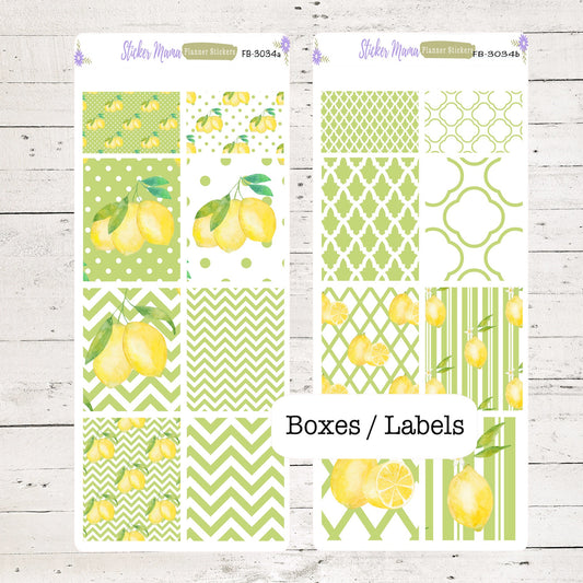 FB-3034 - FULL BOX Watercolor Lemons Stickers || Planner Stickers -|| Full Box for Planners