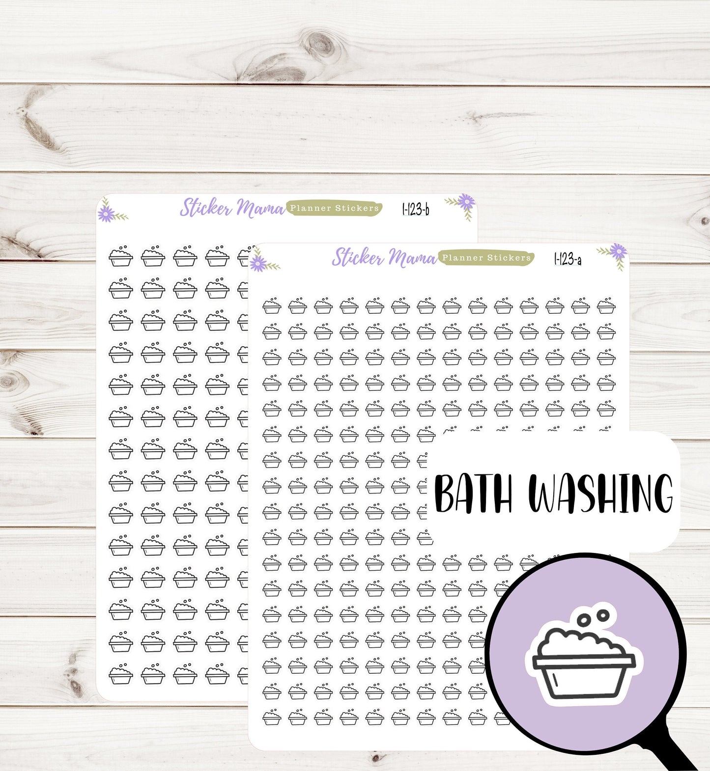 I-123 BATH WASHING PLANNER Stickers || Wash Stickers || Cleaning Stickers || House Cleaning Stickers