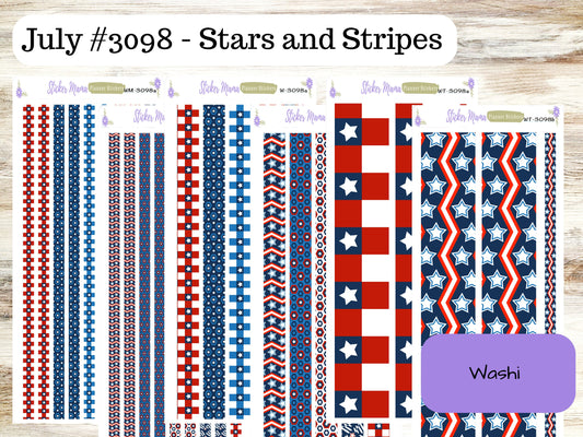 W-3098- Stars and Stripes Washi Stickers || Planner Stickers || Washi for Planners