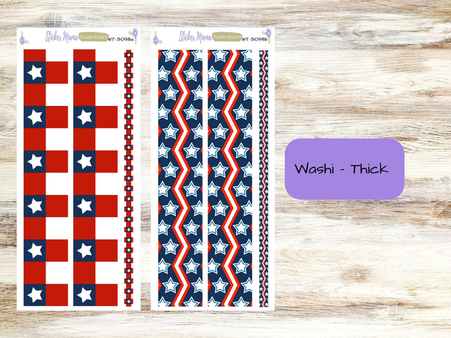 W-3098- Stars and Stripes Washi Stickers || Planner Stickers || Washi for Planners