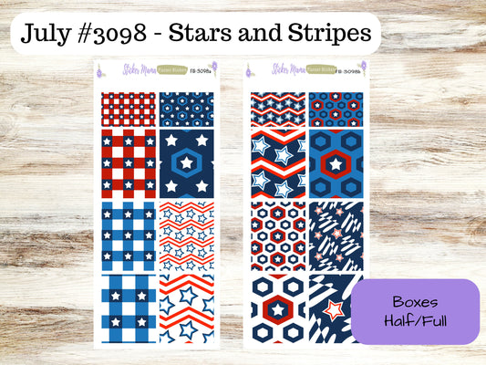 FB-3098 - FULL BOX || Stars and Stripes || Stickers || Planner Stickers -|| Full Box for Planners