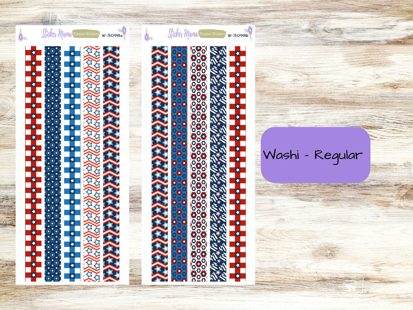 W-3098- Stars and Stripes Washi Stickers || Planner Stickers || Washi for Planners