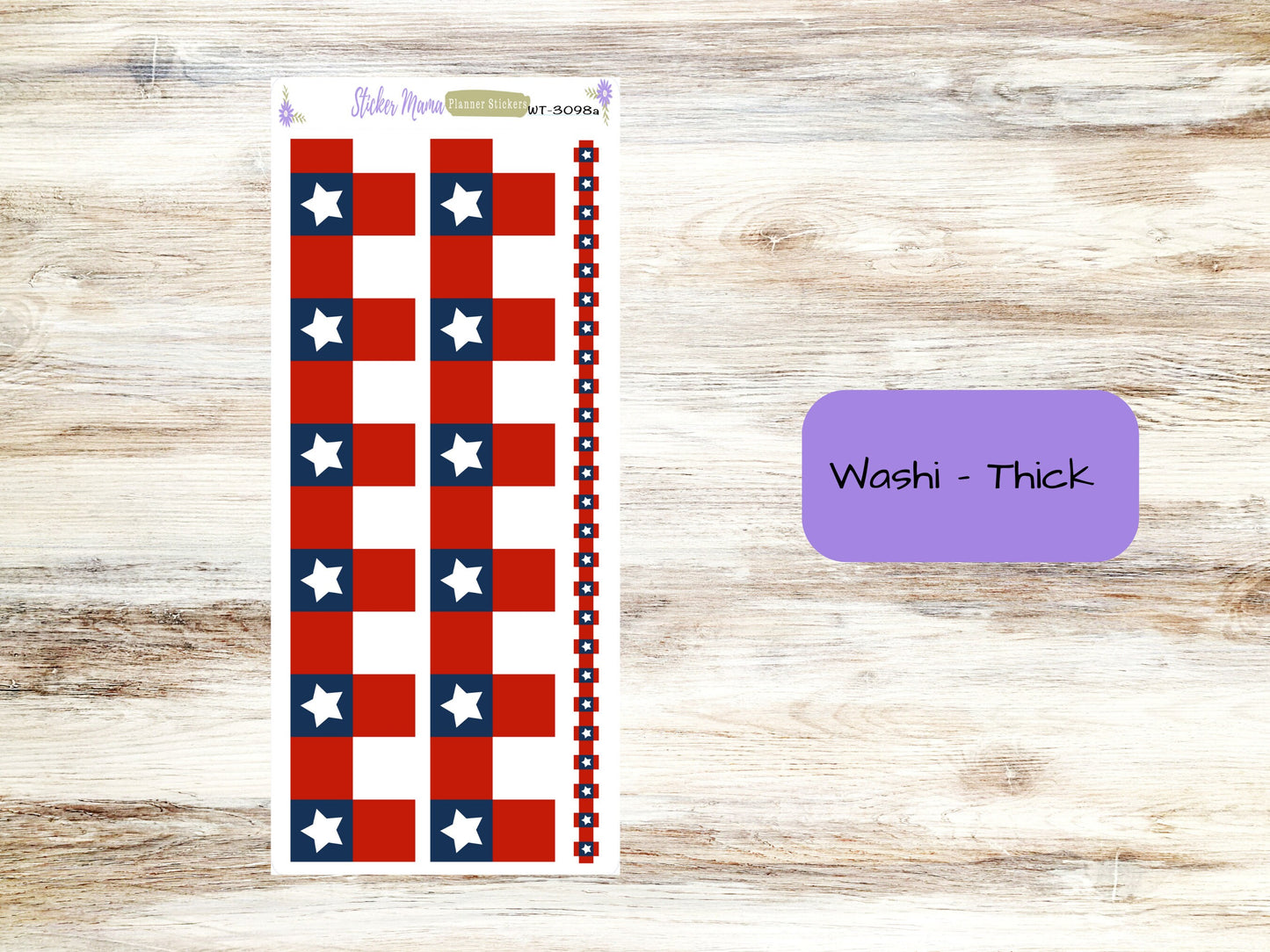 W-3098- Stars and Stripes Washi Stickers || Planner Stickers || Washi for Planners